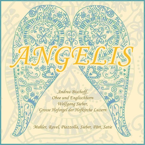 Das Cover zeigt dekorative blaue Engelsflügel mit filigranen Mustern auf beigem Hintergrund. Das Wort „ANGELIS“ ist in großer gelber Schrift zu sehen, darunter stehen in kleinerer Schrift „Über mich“ sowie die Namen der Musiker und Komponisten. Das Cover zeigt dekorative blaue Engelsflügel mit filigranen Mustern auf beigem Hintergrund. Das Wort „ANGELIS“ ist in großer gelber Schrift zu sehen, darunter stehen in kleinerer Schrift „Über mich“ sowie die Namen der Musiker und Komponisten.